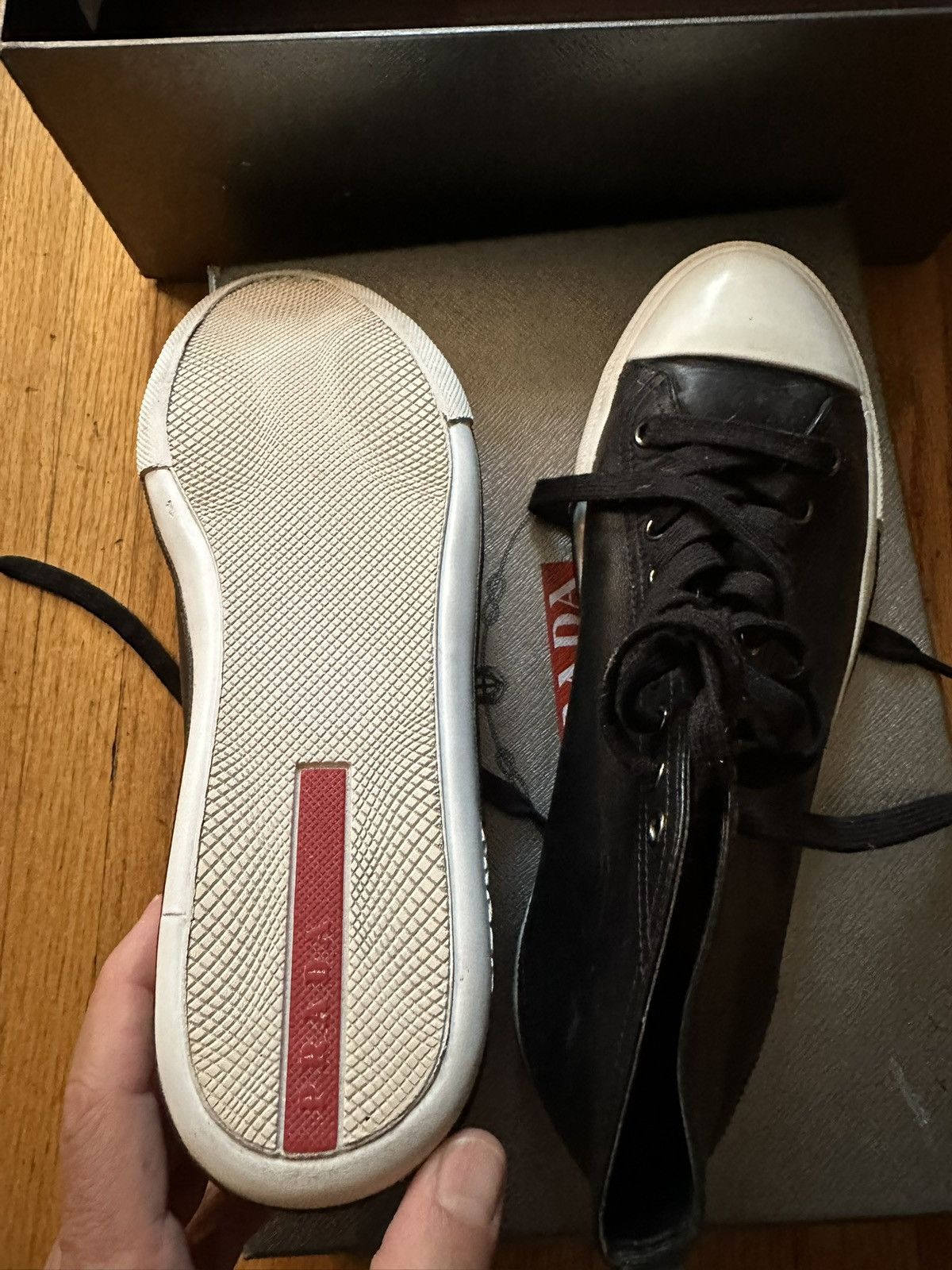 Prada PRADA Convers HIGH-TOP SNEAKERS BLACK WHITE Size 9 Usa Size US 7 / EU 40 - 2 Thumbnail