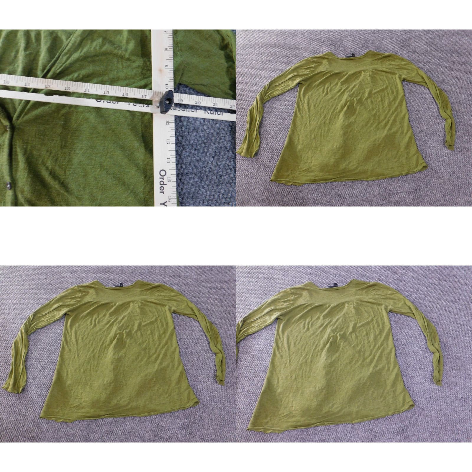 Eileen Fisher Eileen Fisher Sweater Cardigan Womens Small Linen Silk Lightweight Green Button Knit Crew Neck Raglan Sleeve Casual Regular Size S / US 4 / IT 40 - 8 Thumbnail