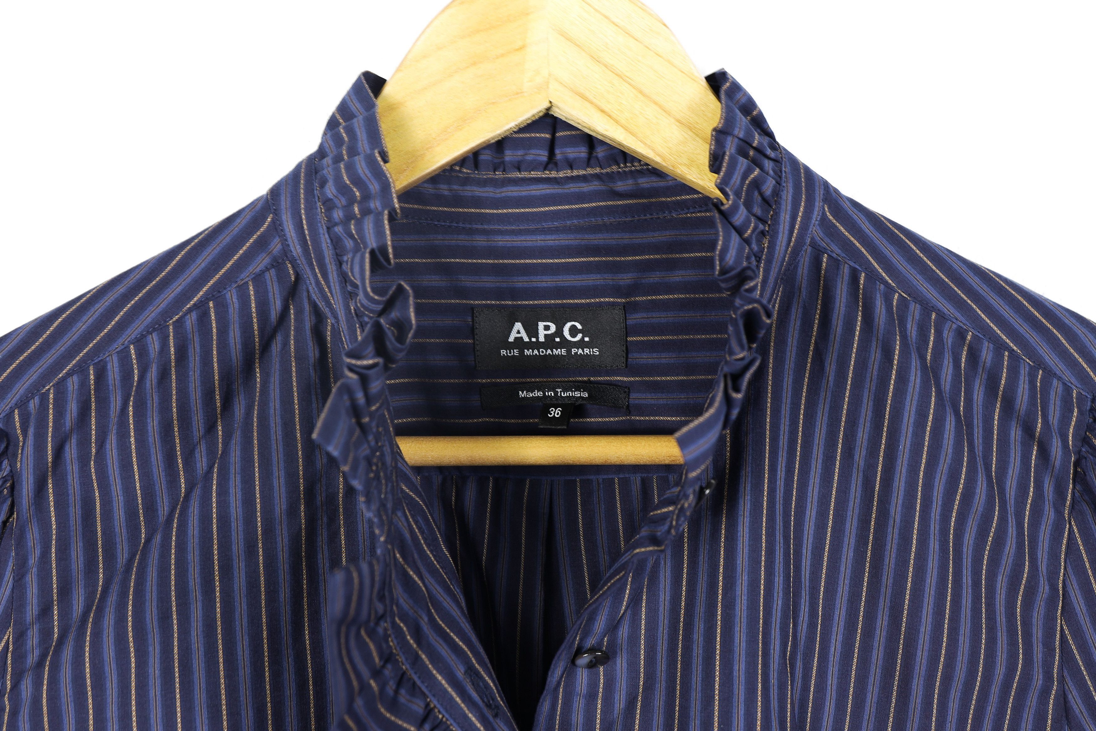 A.P.C. Womens A.P.C. Striped Ruffles Design Blouse Shirt 36 Size S / US 4 / IT 40 - 4 Thumbnail