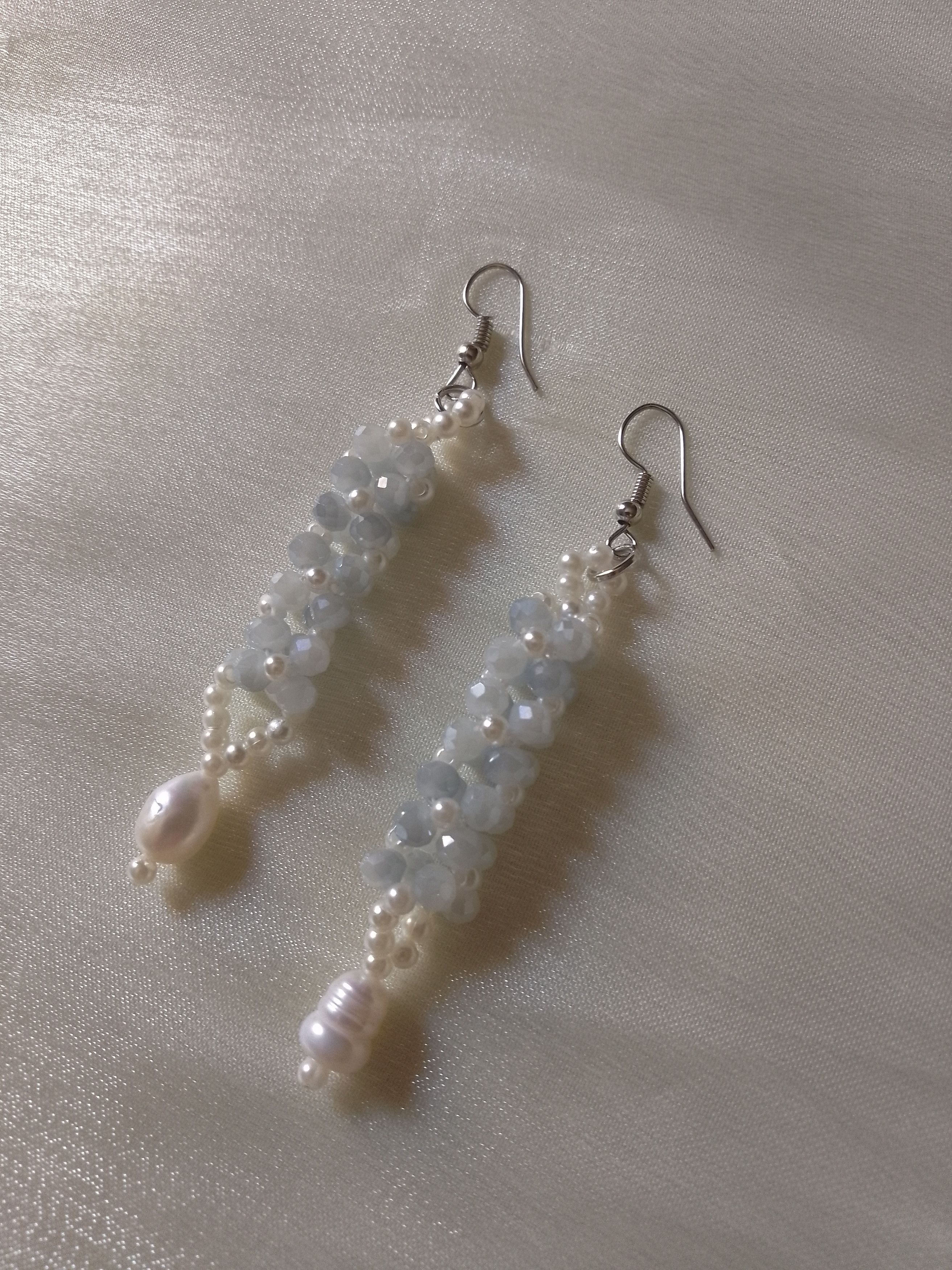 Handmade Glamour earrings in crystal with Freshwater pearls Size ONE SIZE - 1 Thumbnail
