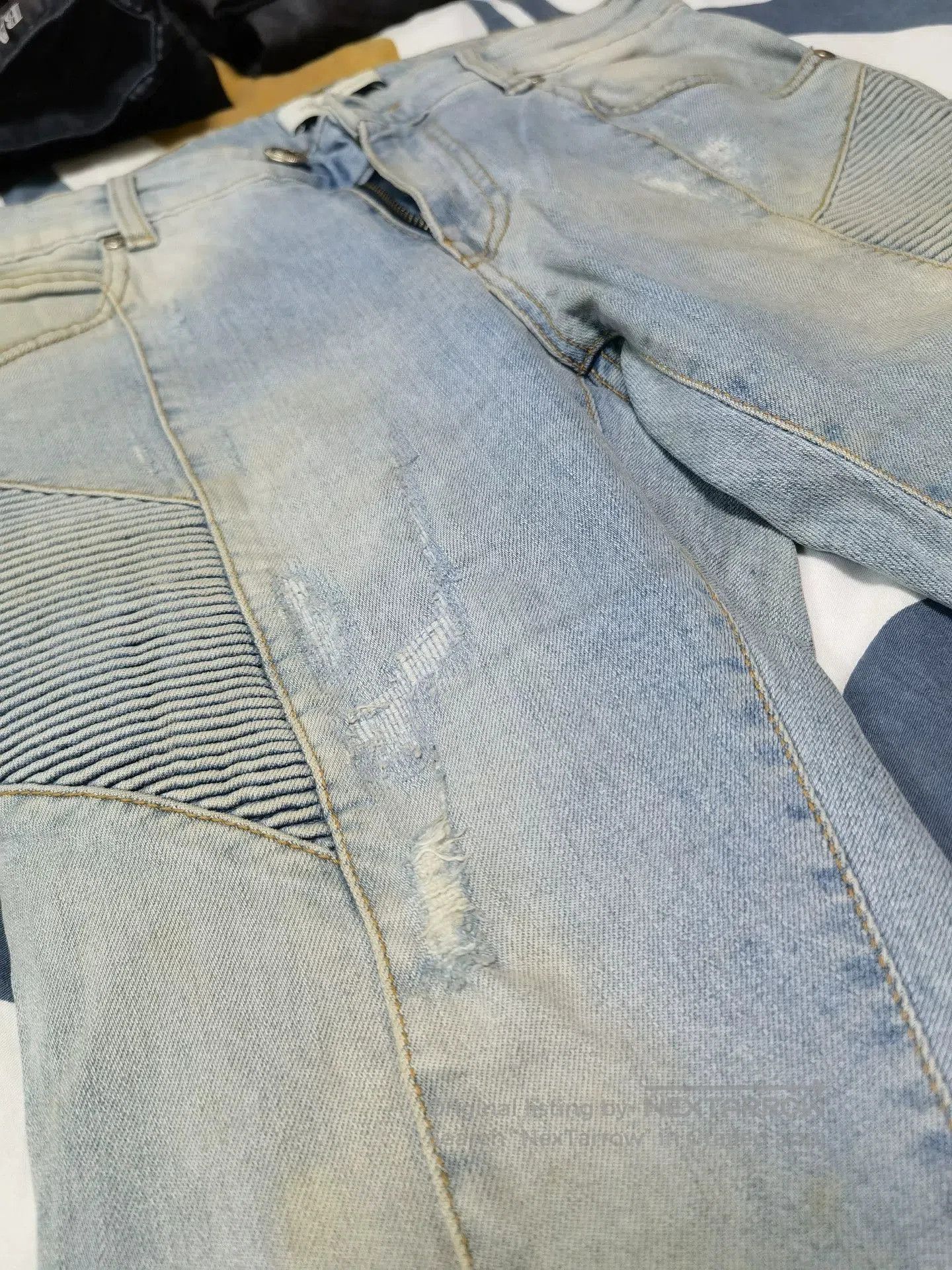 Pierre Balmain Pierre Balmain Distressed Biker Jeans. Size US 30 / EU 46 - 2 Thumbnail
