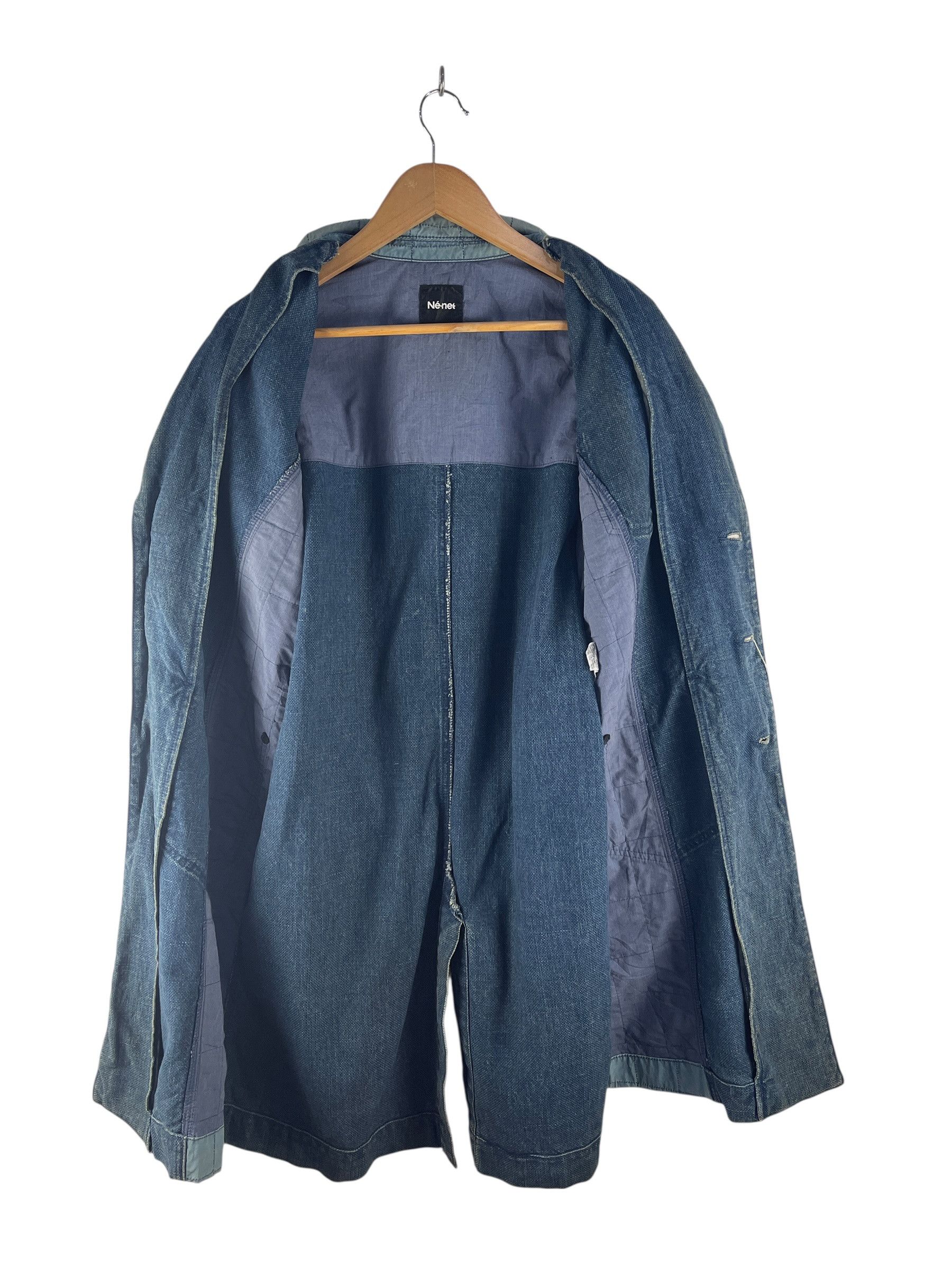 Ne-Net Ne-net Patchwork Denim Long Coat Quilted Panel Belted Back Size US S / EU 44-46 / 1 - 4 Thumbnail