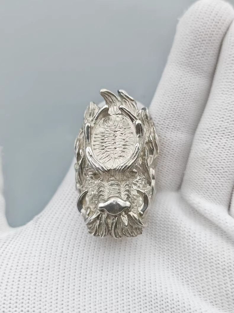 VIBE Chrome Dragon Silver Ring Vintage Rings🔥🔥🔥 Size ONE SIZE - 2 Thumbnail