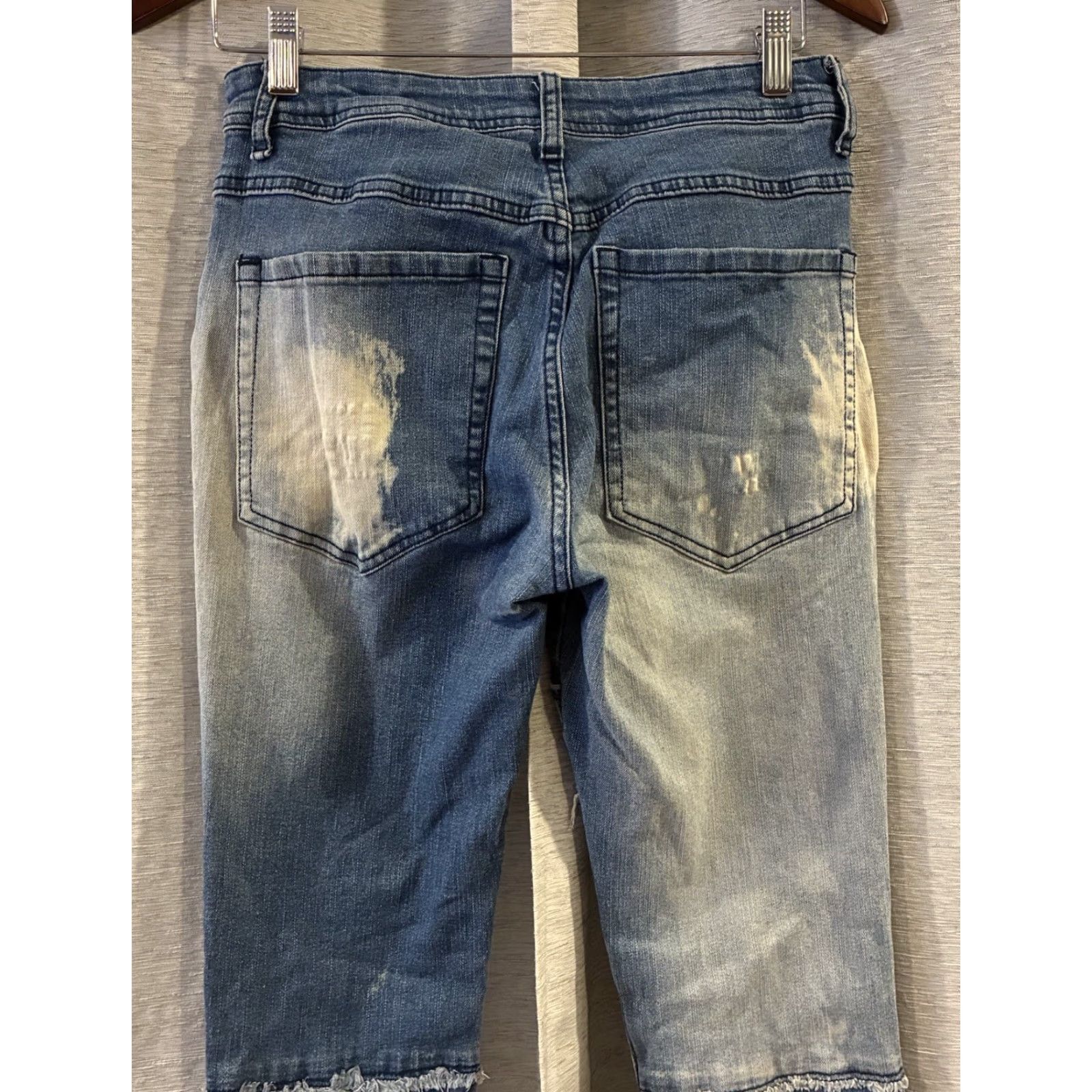Vintage Rockstar Original Light Blue Distressed Patchwork Denim Jeans Slim 28 Men Jeans Size US 28 / EU 44 - 4 Thumbnail