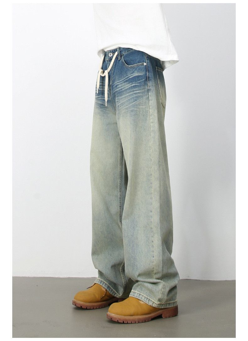 Japanese Brand × Jean Men's American retro mid-rise drawstring straight jeans Size US 32 / EU 48 - 3 Thumbnail