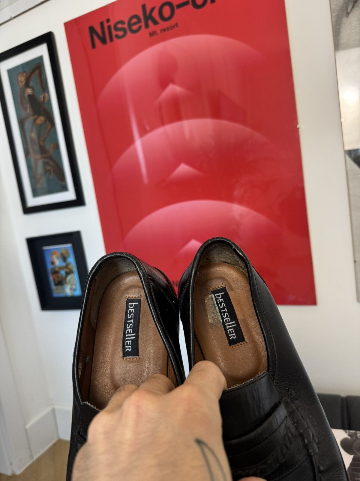 Vintage Black High Quality Leather Loafers Vintage Y2k Italy Hype Size US 9 / EU 42 - 7 Thumbnail