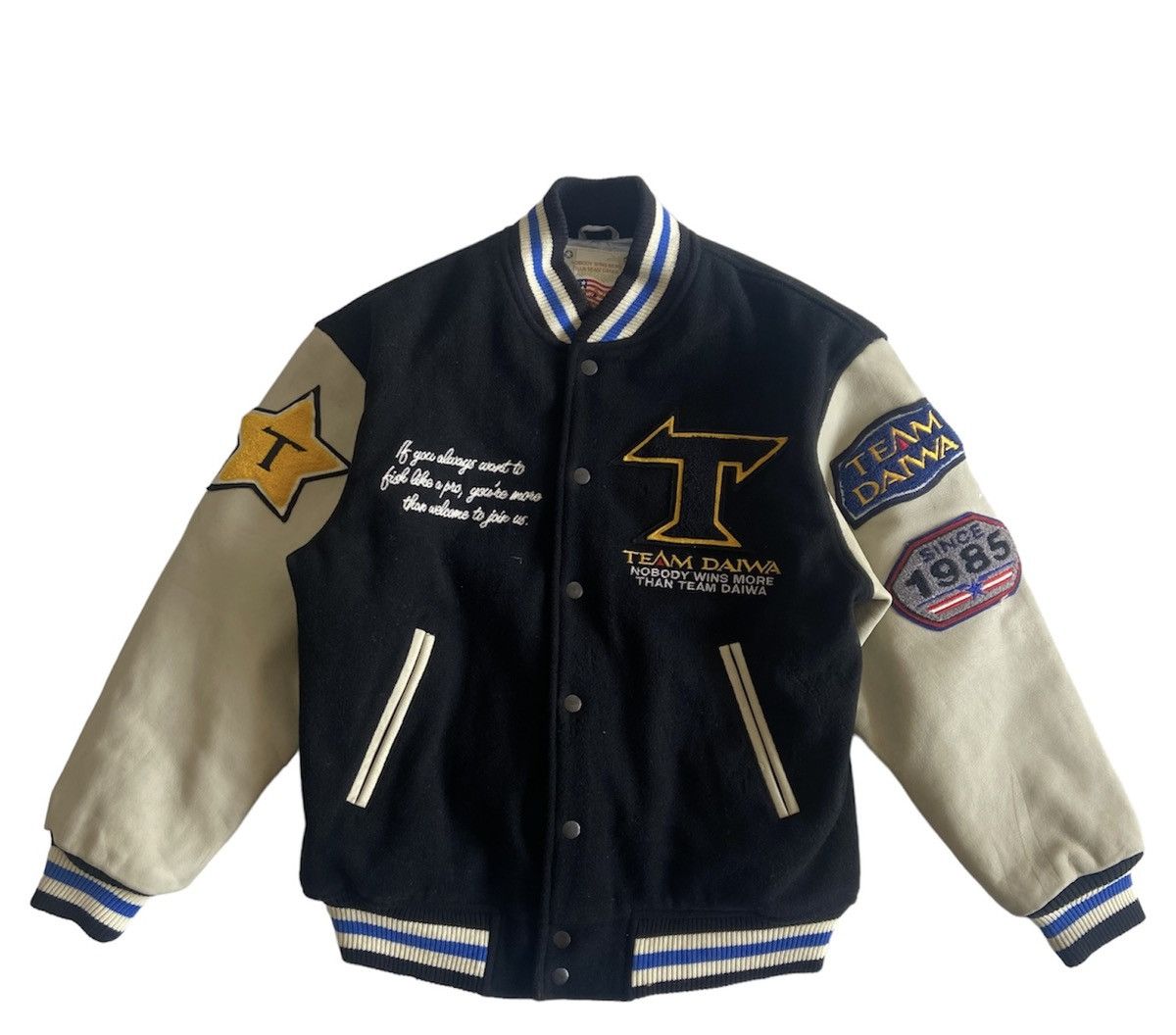 Vintage Varsity jacket team daiwa leather vintage | Grailed