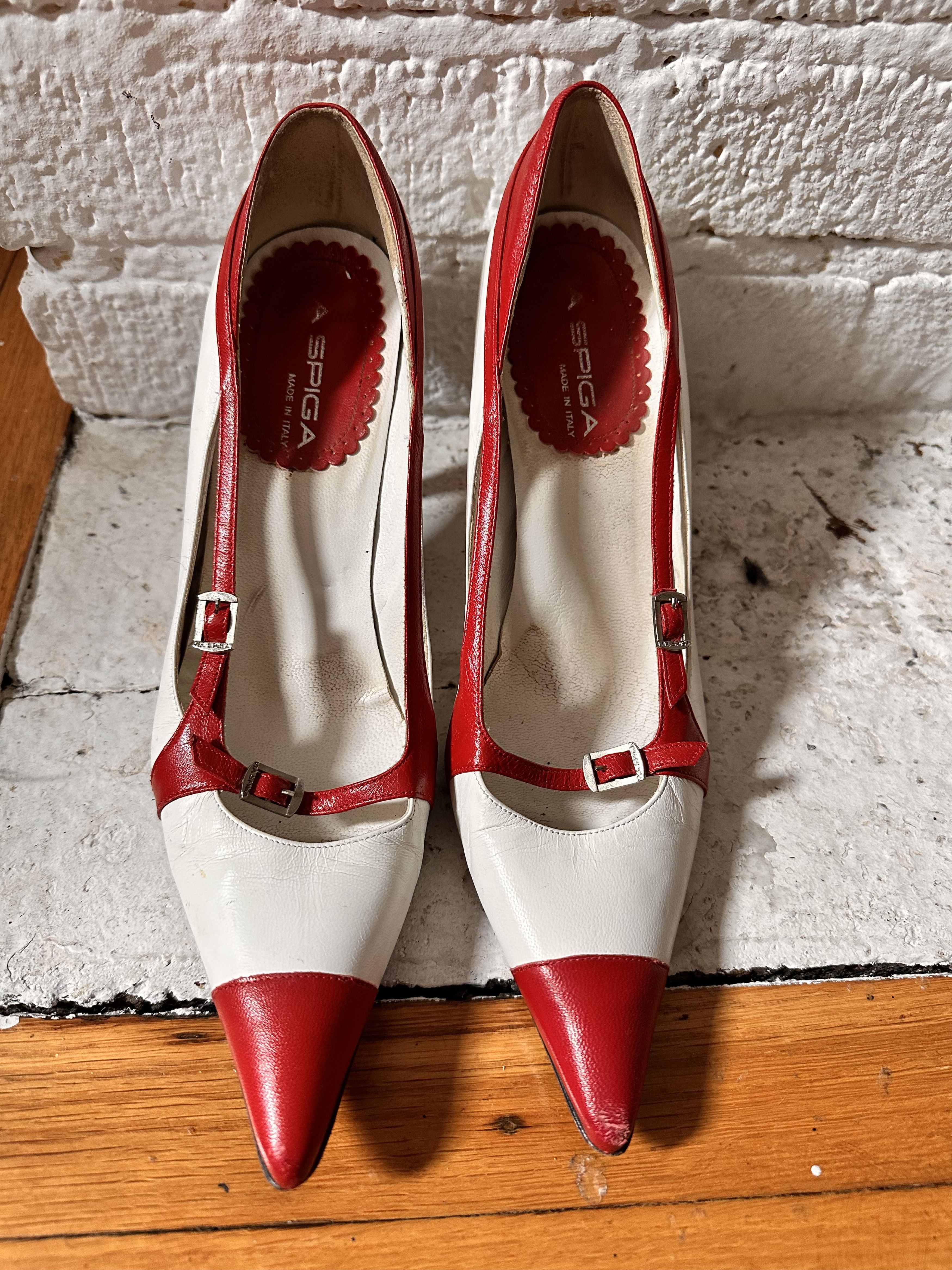 Vintage VIA SPIGA RED AND WHITE Y2K HEELS _ 8.5 Size US 8.5 / IT 38.5 - 2 Thumbnail