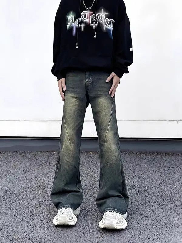 VIBE Retro high street draped micro-flared loose jeans Size US 31 - 1 Thumbnail