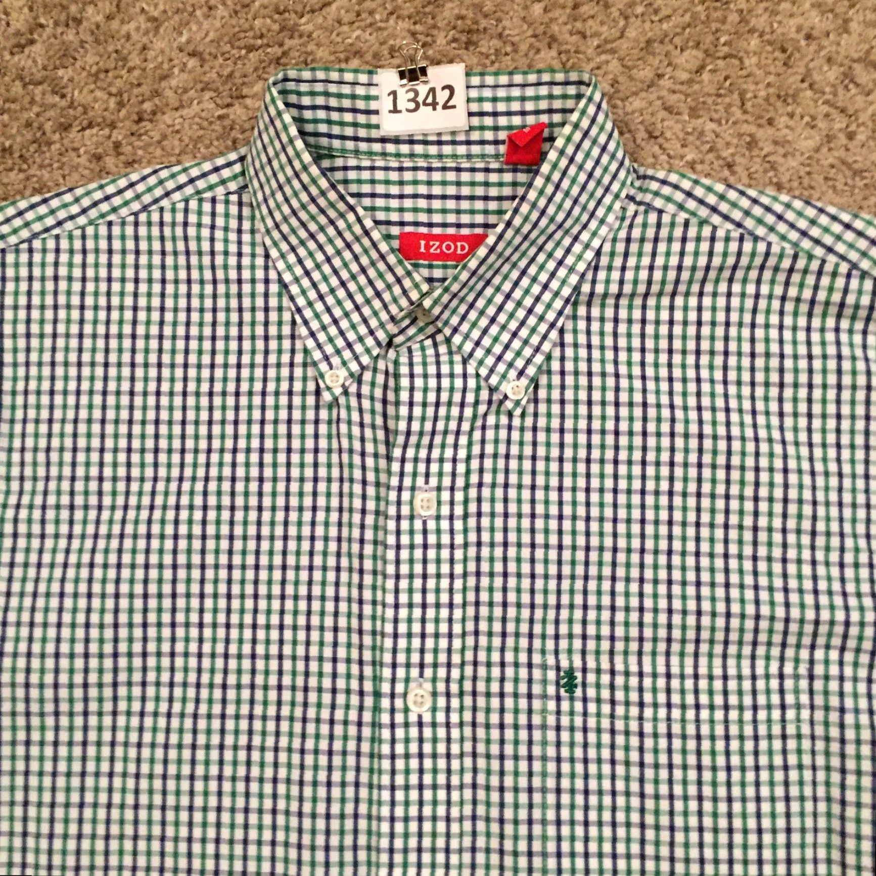 Izod IZOD Shirt Mens Medium Green Purple Plaid Long Sleeve Button Down Size US M / EU 48-50 / 2 - 3 Thumbnail