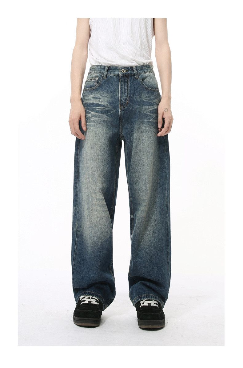 Japanese Brand × Jean Vintage Washed Lightning Pattern Wide Leg Loose Jeans Size US 32 / EU 48 - 1 Thumbnail
