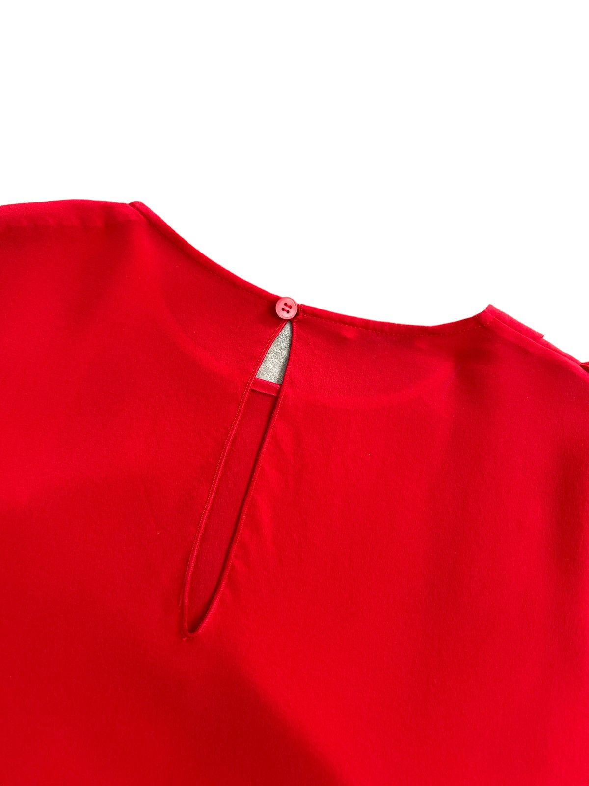 Miu Miu × Prada Miu Miu Red Ruffled Silk Blouse Size S / US 4 / IT 40 - 8 Thumbnail