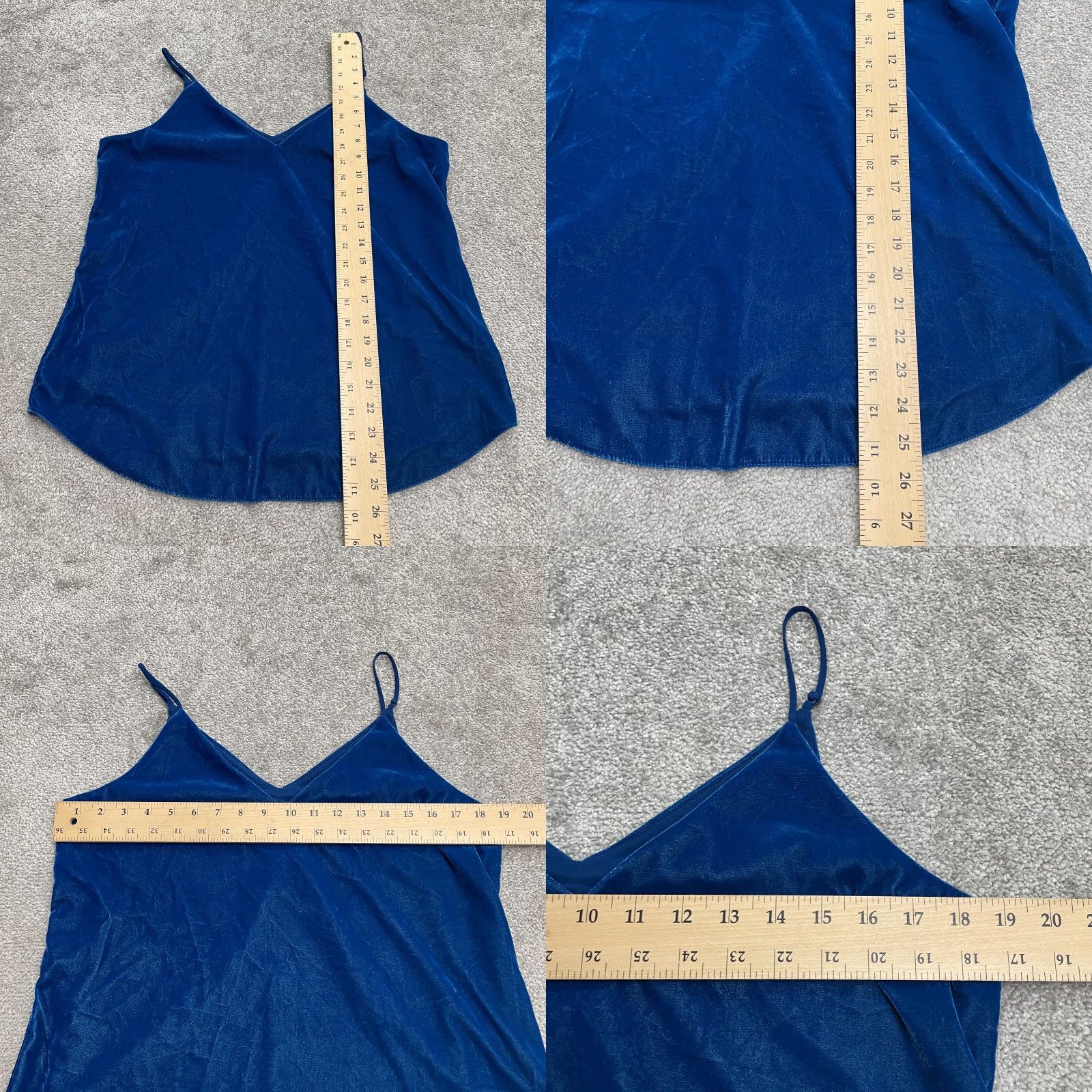 Express Express Velvet Camisole Tank Top Women M Blue V-Neck Spaghetti Strap Casual Size M / US 6-8 / IT 42-44 - 8 Thumbnail