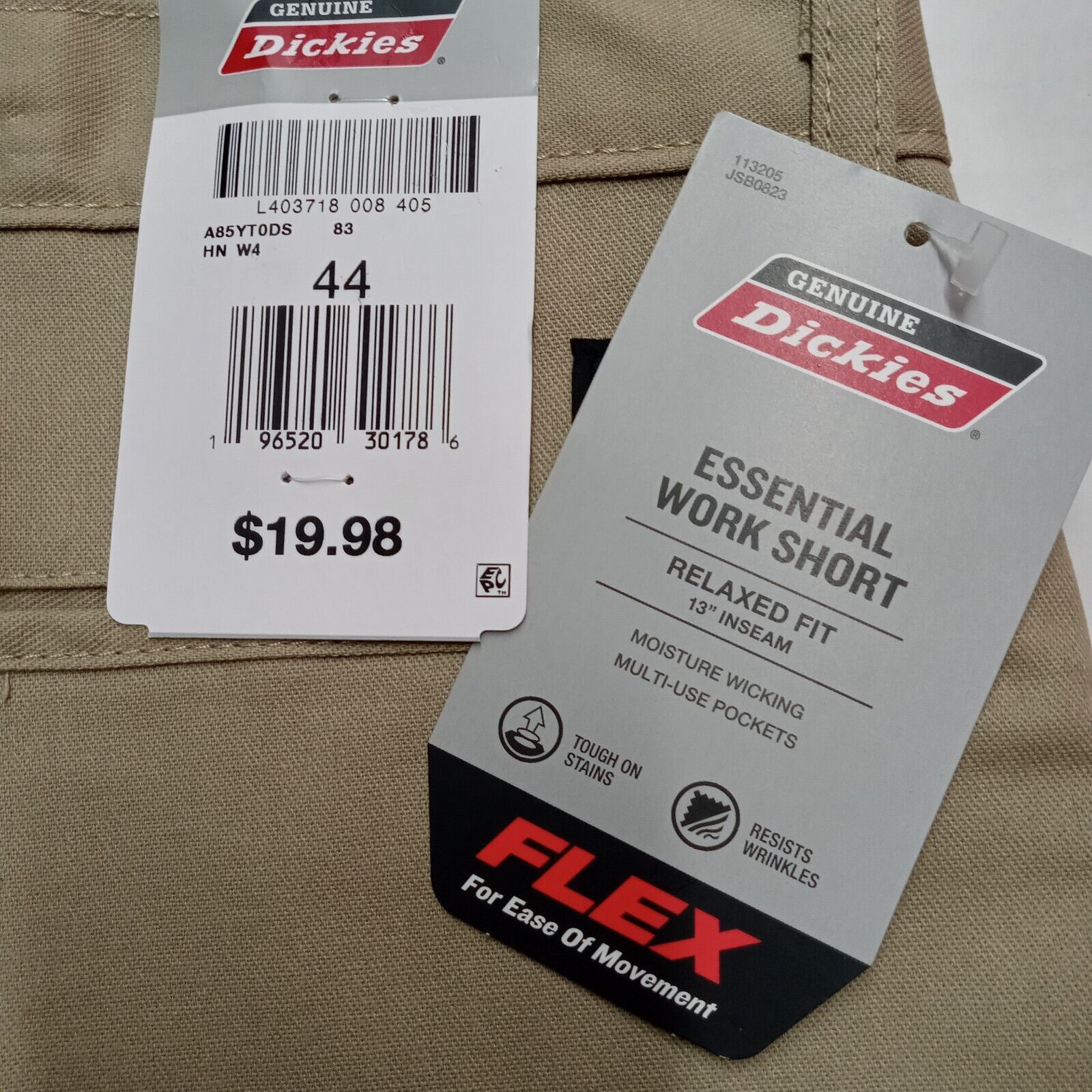 Dickies Dickies Shorts Men's 44 Flex Relaxed Fit 13” Inseam Beige Size US 44 / EU 60 - 4 Thumbnail
