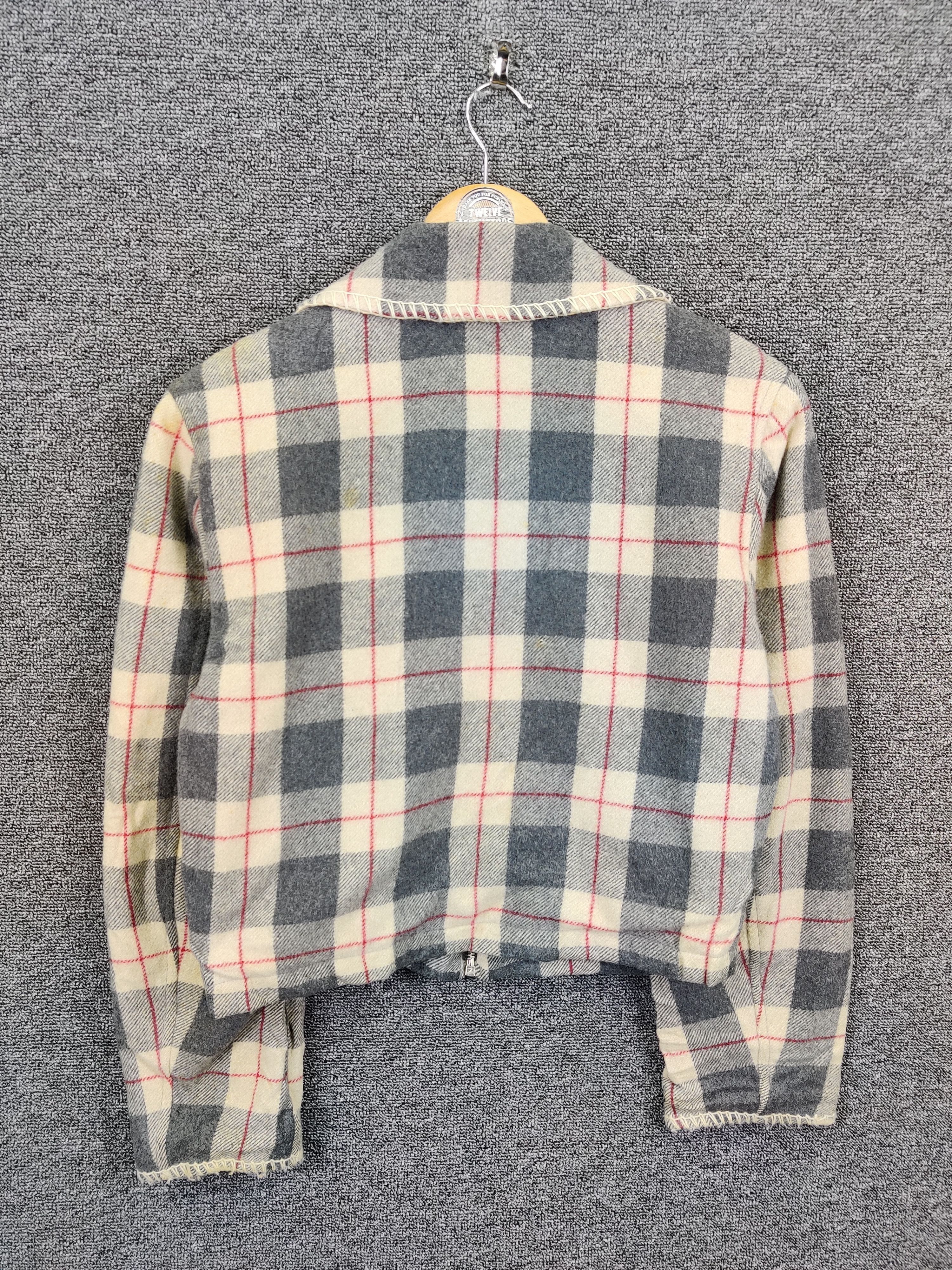 Vintage Blue Family Benetton Plaid Fringe Wool Jacket Size US S / EU 44-46 / 1 - 6 Thumbnail