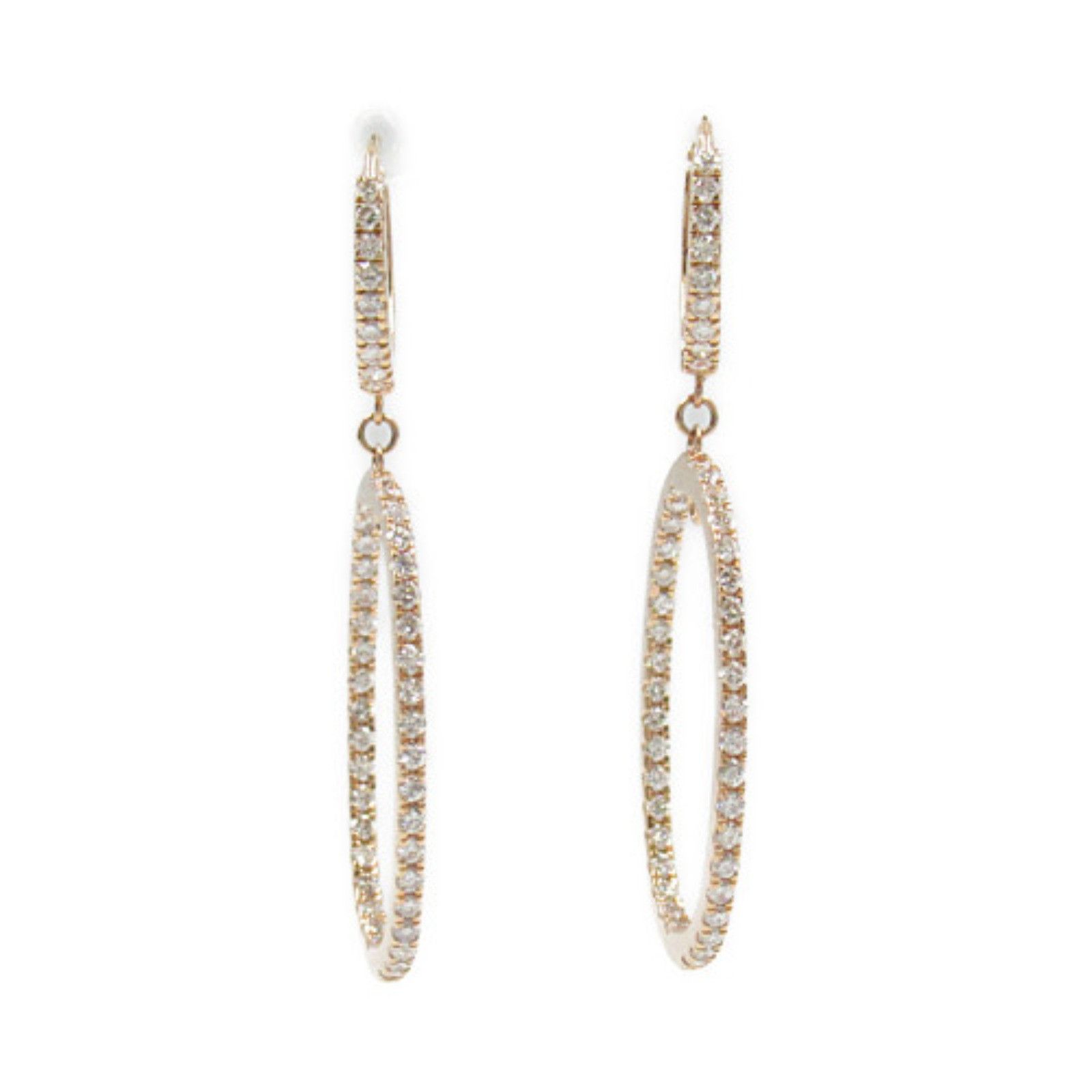Luxuness Jewelry Diamond Au750 Earrings Calfskin Earrings in White, Women's