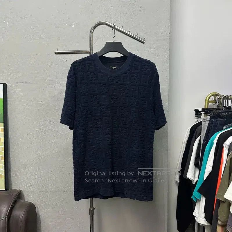 Fendi Fendi Men's Blue Cotton Short Sleeve T-Shirt . Size US M / EU 48-50 / 2 - 1 Thumbnail