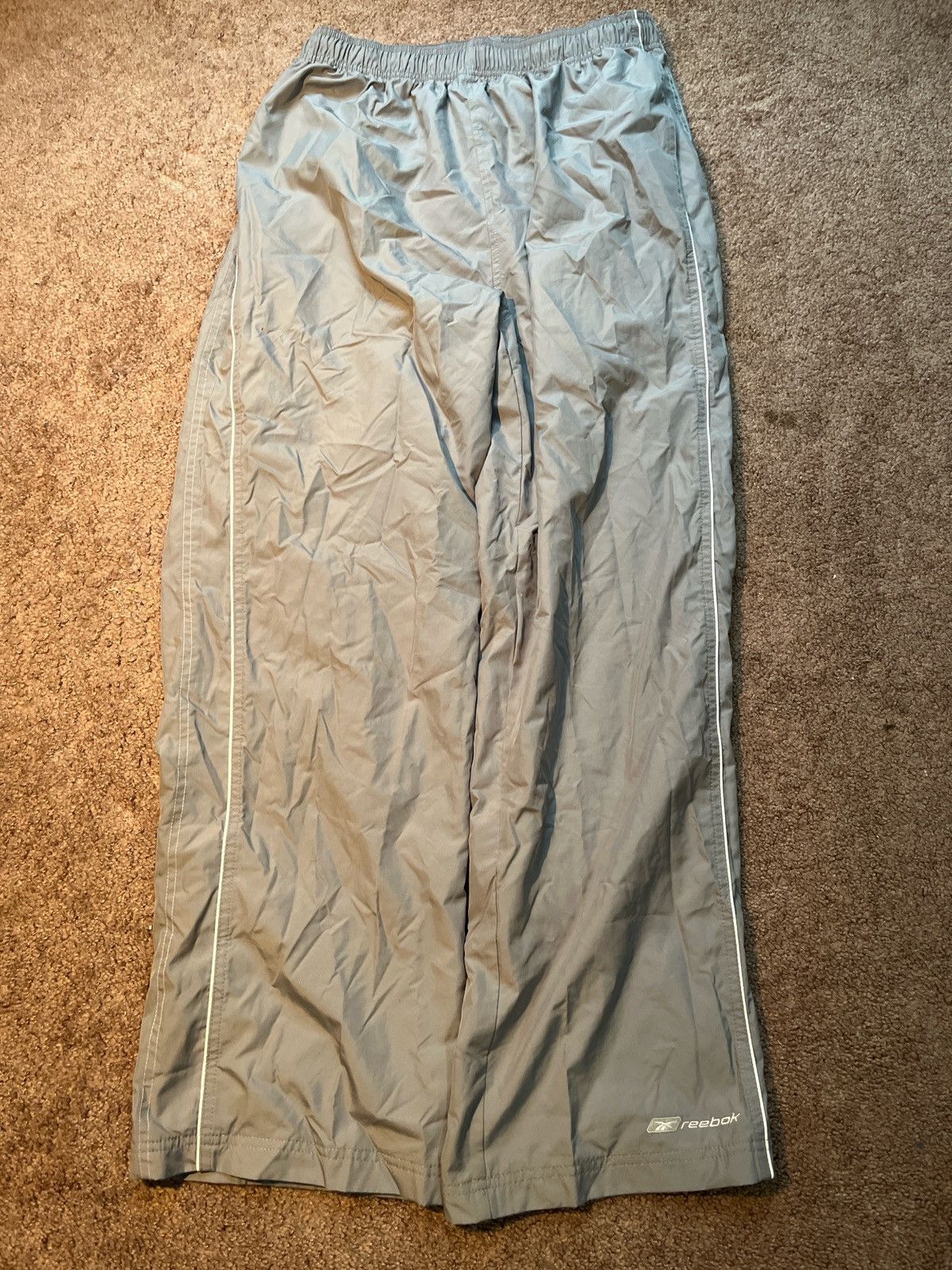 Reebok Vintage 90s Reebok Track Suit Pants Gray with white stripe Size US 31 - 1 Thumbnail