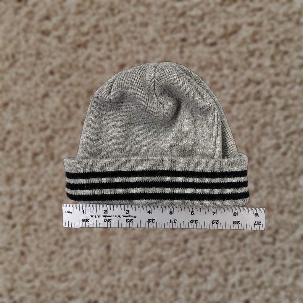 Adidas Adidas Beanie Toque Adult One Size Gray Striped Knit Acrylic Blend Ski Size ONE SIZE - 1 Thumbnail