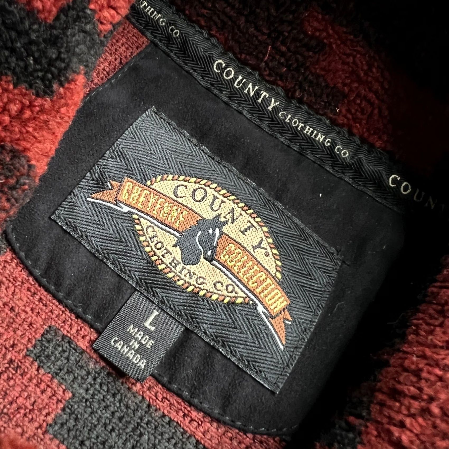 CO County Clothing Co Cheyenne Fleece Vest Red Black Large Size L / US 10 / IT 46 - 3 Thumbnail