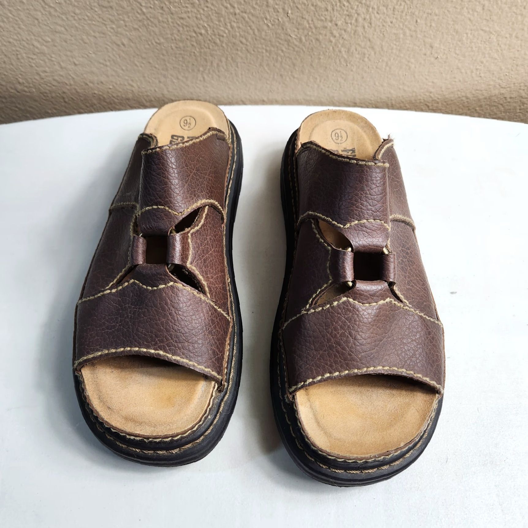 Faded Glory Faded Glory Sandal Womens 9.5 Brown Vegan Leather Chunky Lug Platform 90s Y2K Bohemian Grunge Hippie Slide Casual Flat Size US 10 / IT 40 - 4 Thumbnail