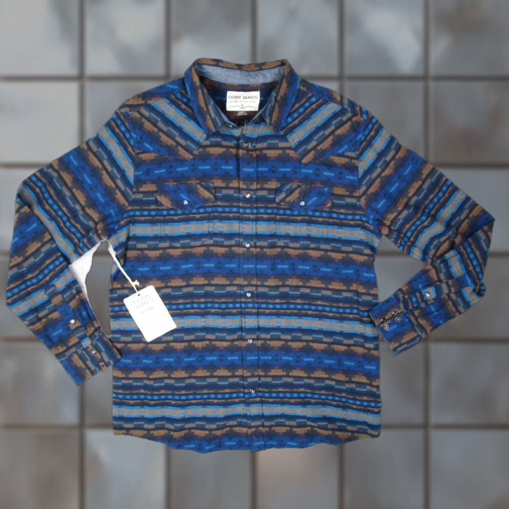 Cody James Cody James Shirt Mens Large Blue Aztec Button Up Detroit Southwest Pearl Snaps Size US L / EU 52-54 / 3 - 1 Thumbnail