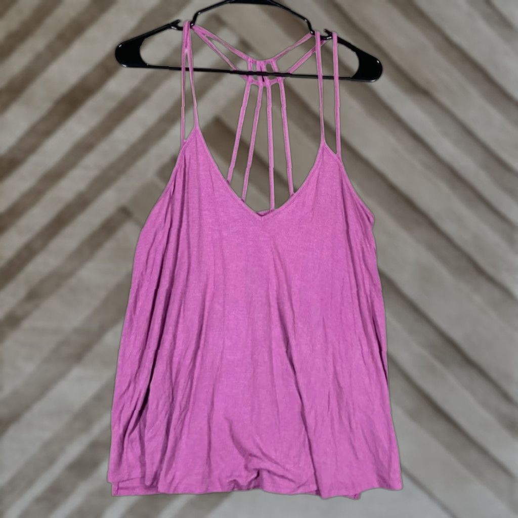 Vintage Express One Eleven Womens Blouse Purple V Neck Spaghetti Strap Tank Top Stretch Medium Shirt Sleeveless Casual Womens Size M / US 6-8 / IT 42-44 - 1 Thumbnail