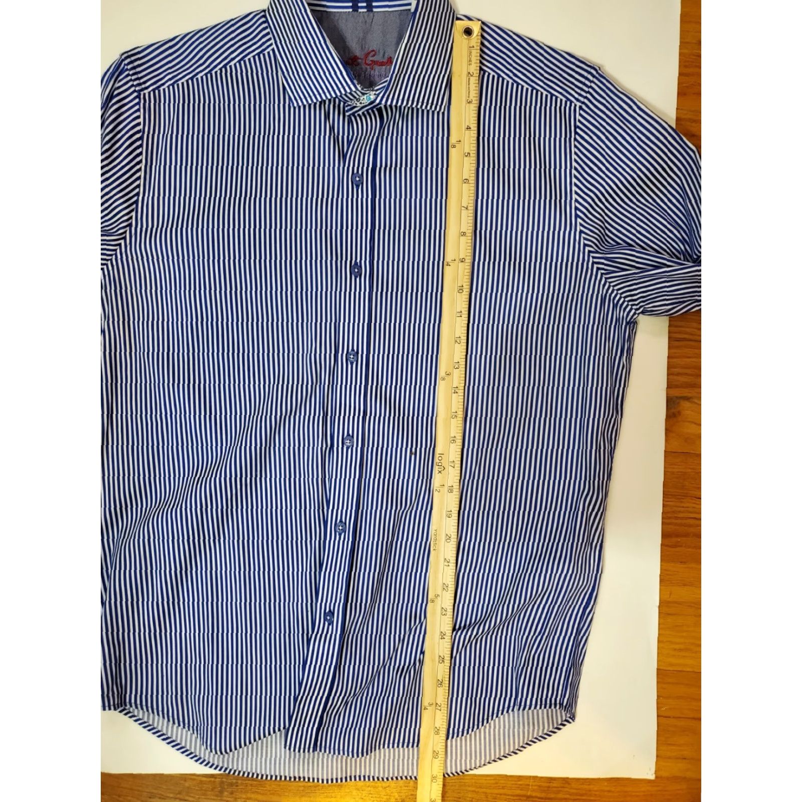 Robert Graham Robert Graham Shirt Men's L Tailored Fit Modern Americana Blue White Striped Button-Up Casual All Seasons Size US L / EU 52-54 / 3 - 6 Thumbnail