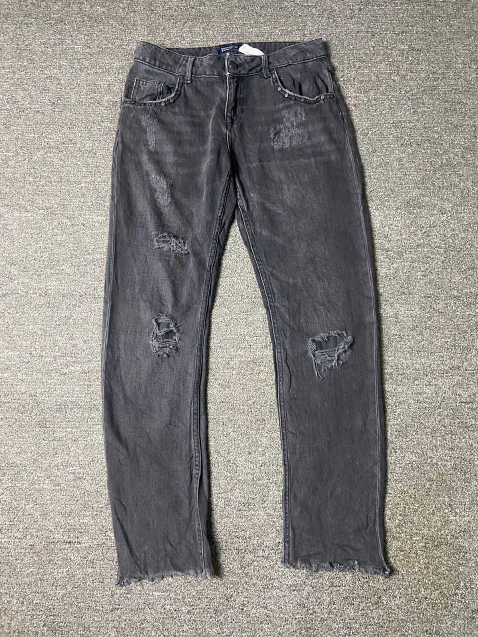 Zara Zara Basic 1975 Acid Black Distressed Ripped Jeans (165) Size US 30 / EU 46 - 1 Thumbnail