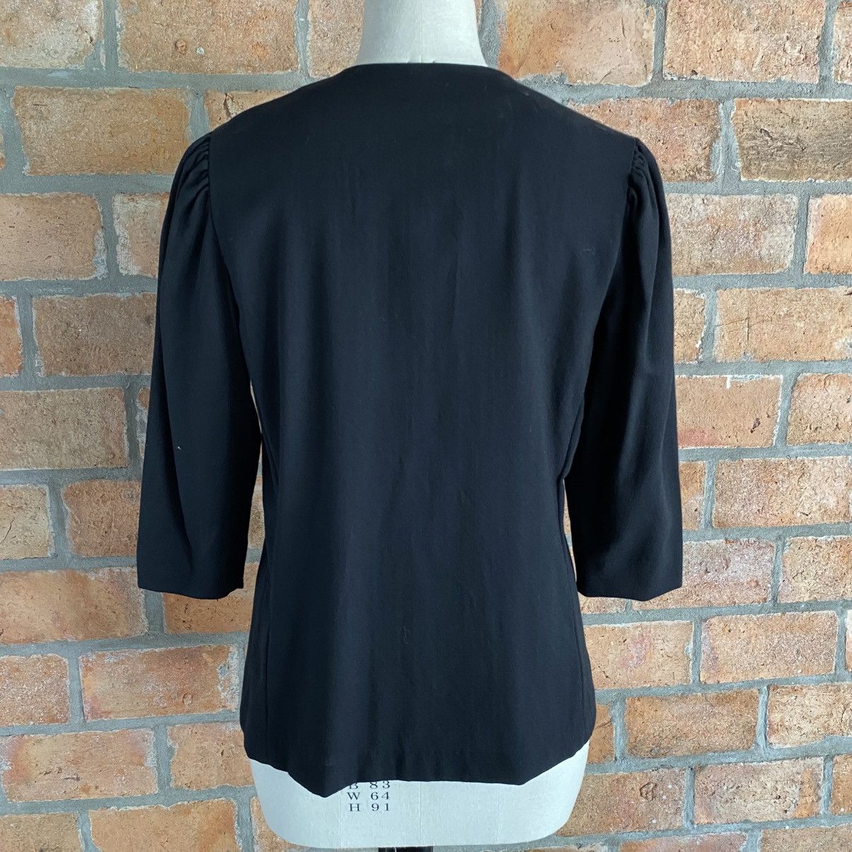 Yves Saint Laurent YVES SAINT LAURENT Black Button-Front Blouse 3/4 Sleeves Size M / US 6-8 / IT 42-44 - 14 Thumbnail