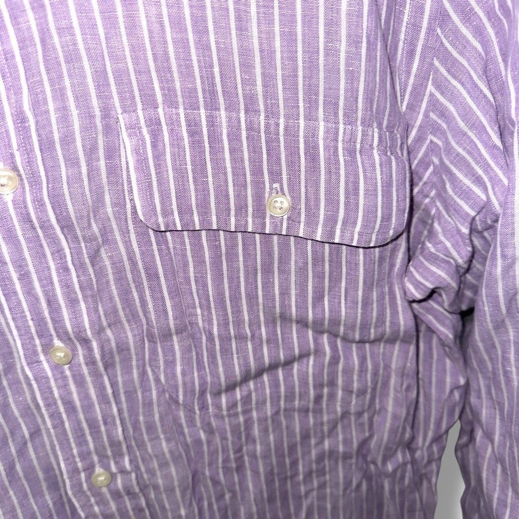 Polo Ralph Lauren Purple Polo Ralph Lauren 100% Linen Custom Fit Button Down S Size US L / EU 52-54 / 3 - 4 Thumbnail