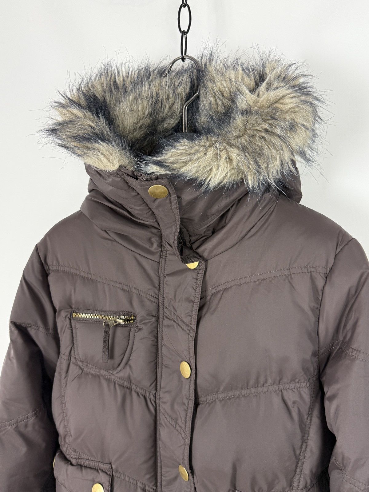 Vintage Y2K Vintage Denimco Faux Fur Brown Cropped Puffer Jacket Size L / US 10 / IT 46 - 6 Thumbnail