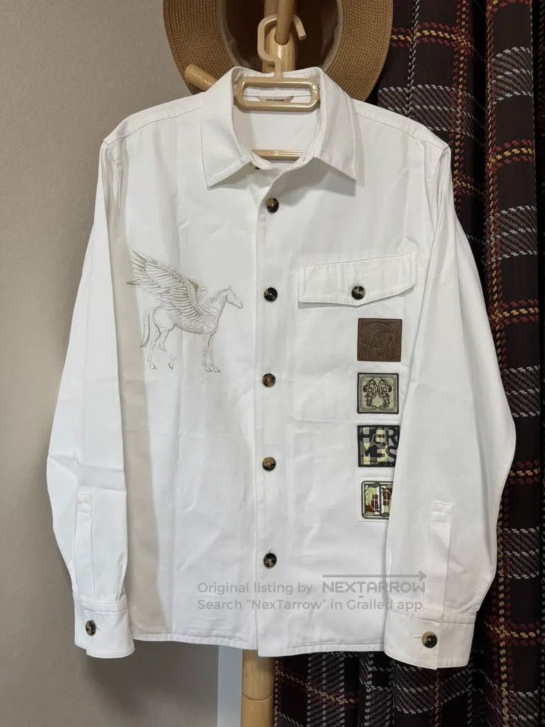 Hermes Hermes Embroidered Denim Jacket, Flying Spur Embroidery, B Size US M / EU 48-50 / 2 - 1 Thumbnail