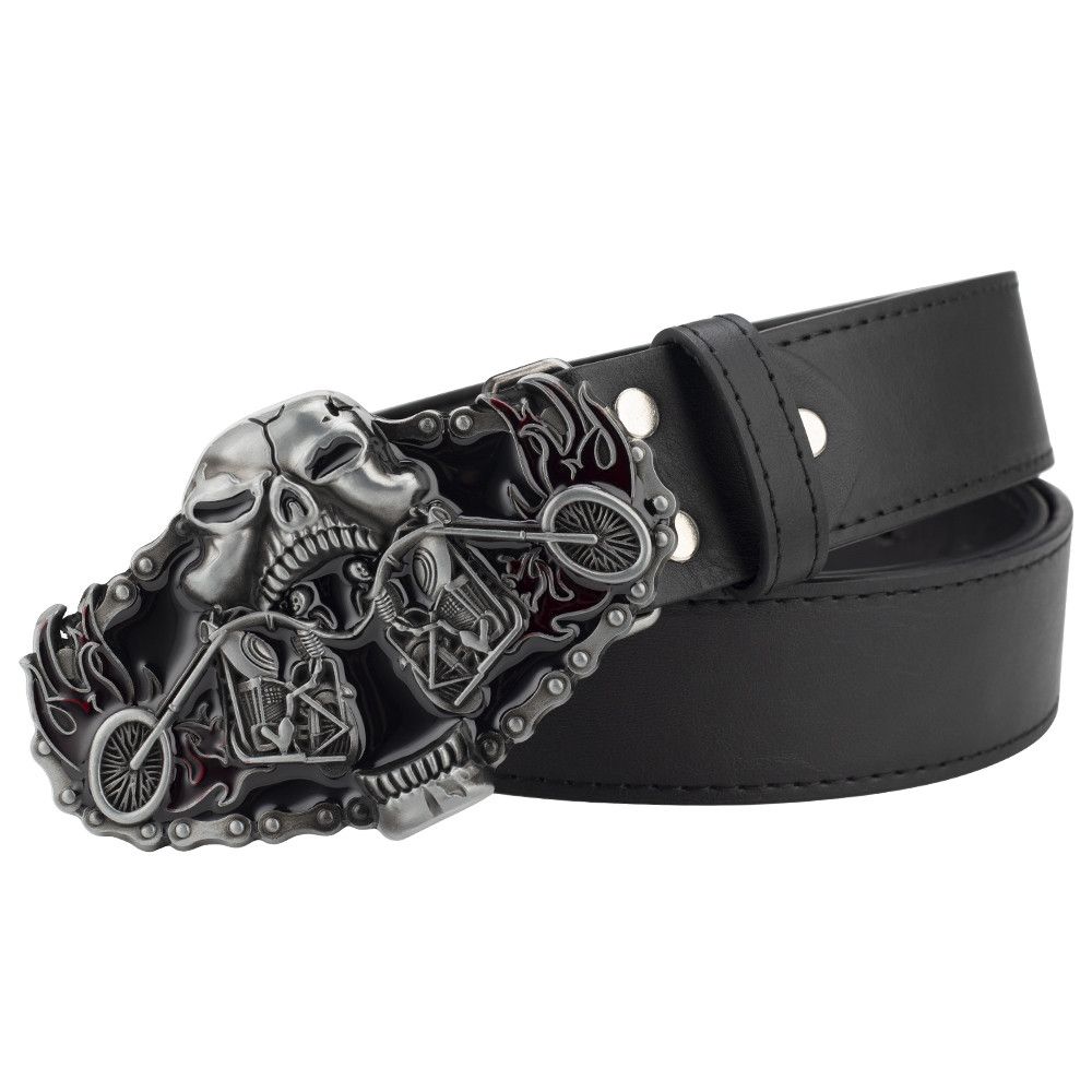 Designer Skull Crazy Vintage Belt Riveted Belts Menswear Accessories Size ONE SIZE - 1 Thumbnail