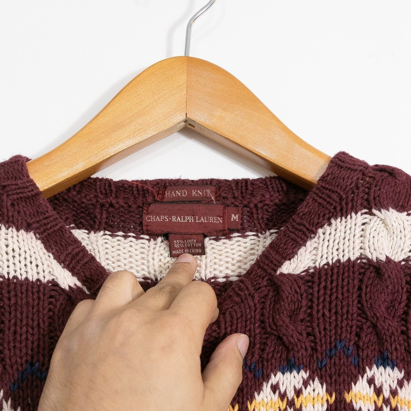 Chaps Ralph Lauren × Vintage Vintage Chaps Ralph Lauren Cotton Knit Sweater M Cable Knit Size US M / EU 48-50 / 2 - 5 Thumbnail