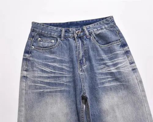 Japanese Brand VIBE Men's contrast straight oversize hip-hop wide-leg jeans Size US 32 / EU 48 - 3 Thumbnail