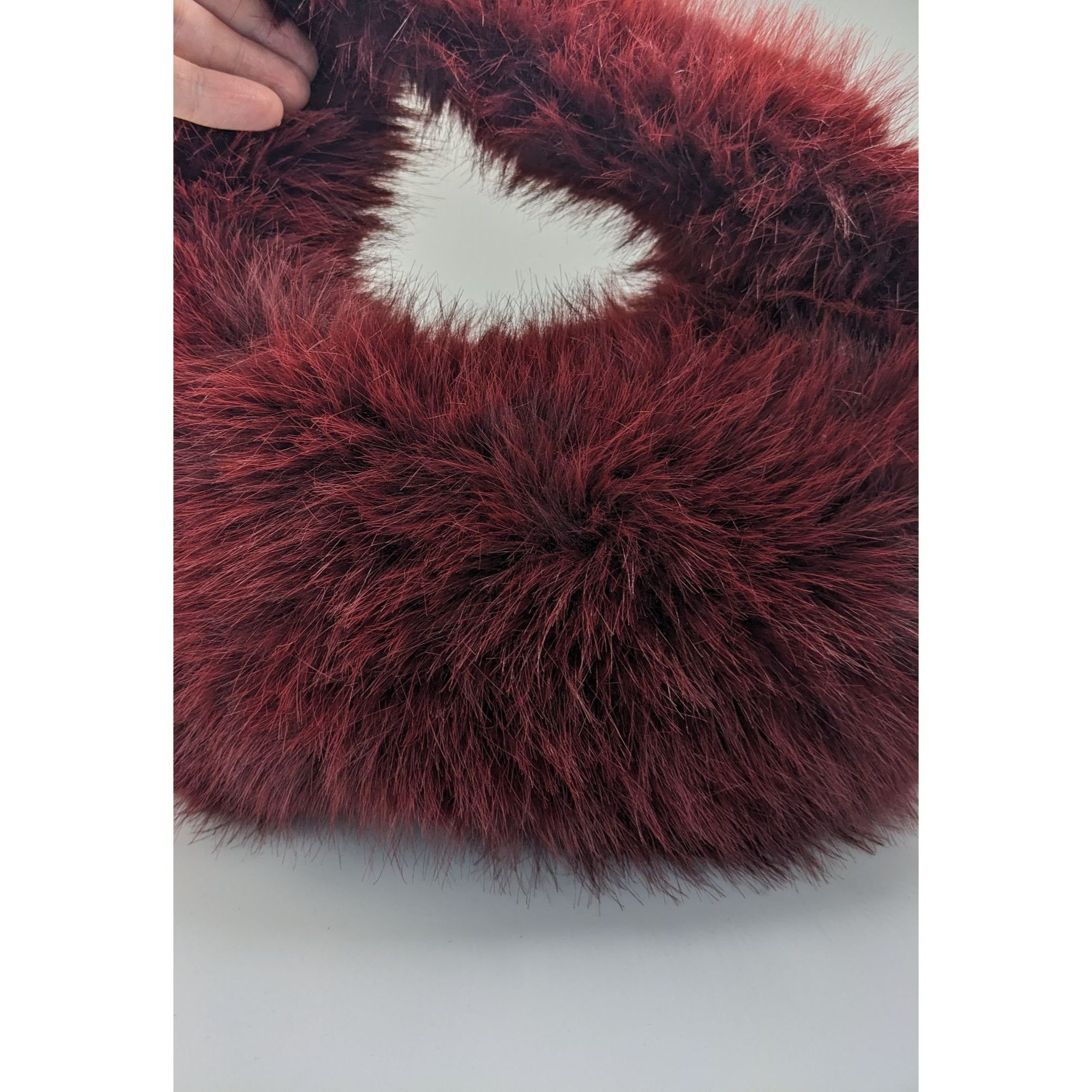 Other Faux Fur Burgundy Plush Handbag Size ONE SIZE - 6 Thumbnail