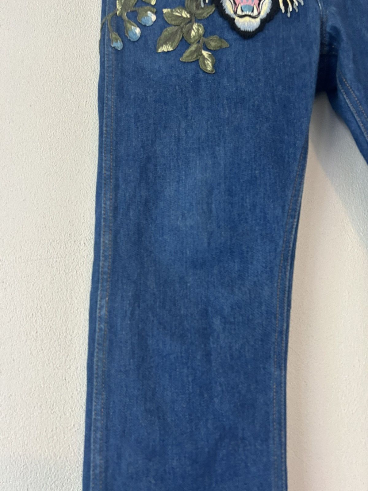 Gucci Blue Tiger Floral Embroidery Jeans Size US 30 / EU 46 - 3 Thumbnail