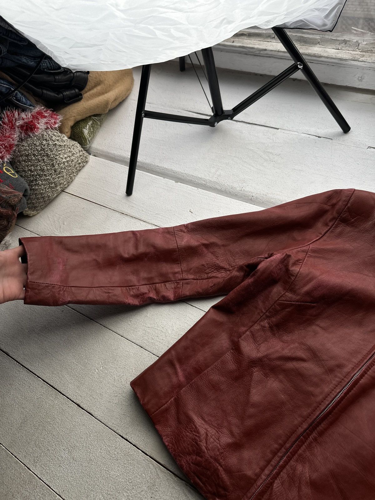 Other 🚨Y2K RICK OWENS TYPE DIRTY SLIM FIT ZIP LEATHER JACKET Size M / US 6-8 / IT 42-44 - 3 Thumbnail