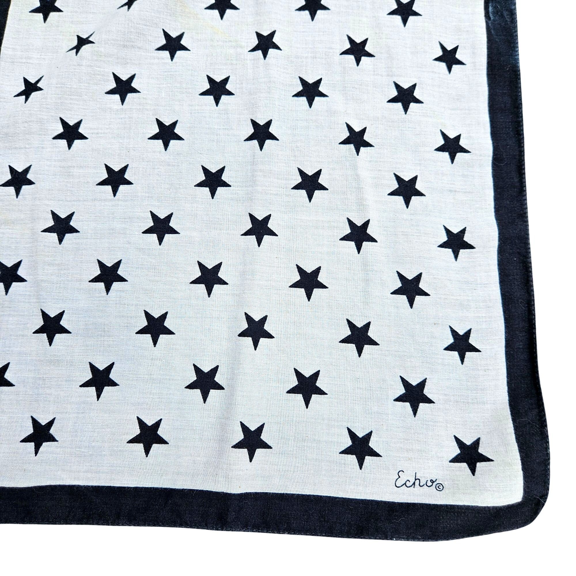 Vintage Vintage Echo Black White Stars Stripes Cotton Scarf 25x26 Am Size ONE SIZE - 8 Thumbnail