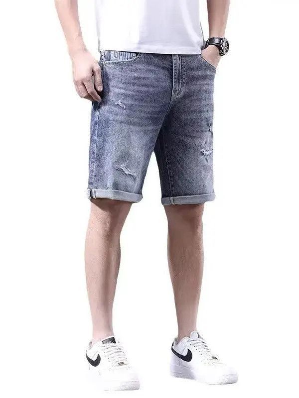 Japanese Brand Retro ripped straight leg denim shorts Size US 32 / EU 48 - 4 Thumbnail