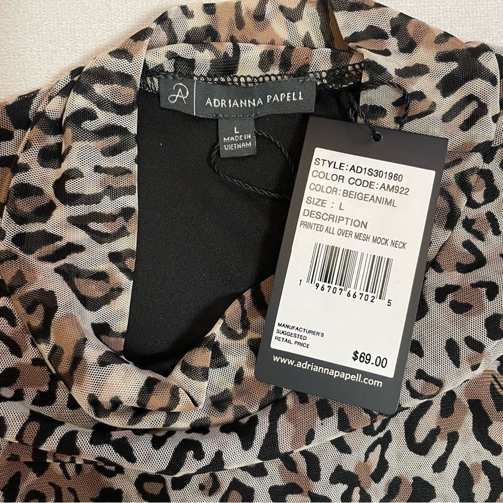 Adrianna Papell NWT New $69 Adrianna Papell Animal Print Turtleneck Mesh Lo Size L / US 10 / IT 46 - 8 Thumbnail