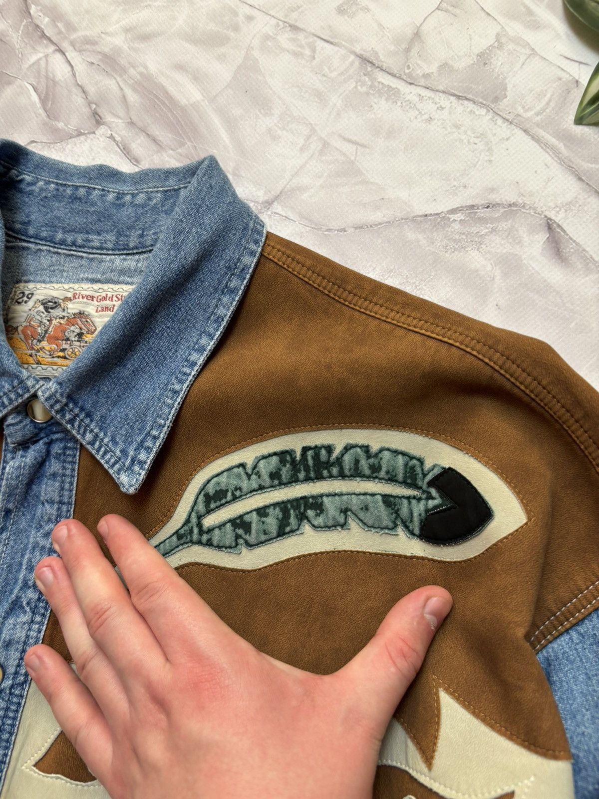 Cowboy Equipment VTG River Gold Western Denim Shirt Cowboy Pearl Snap Mens XL Size US XL / EU 56 / 4 - 7 Thumbnail