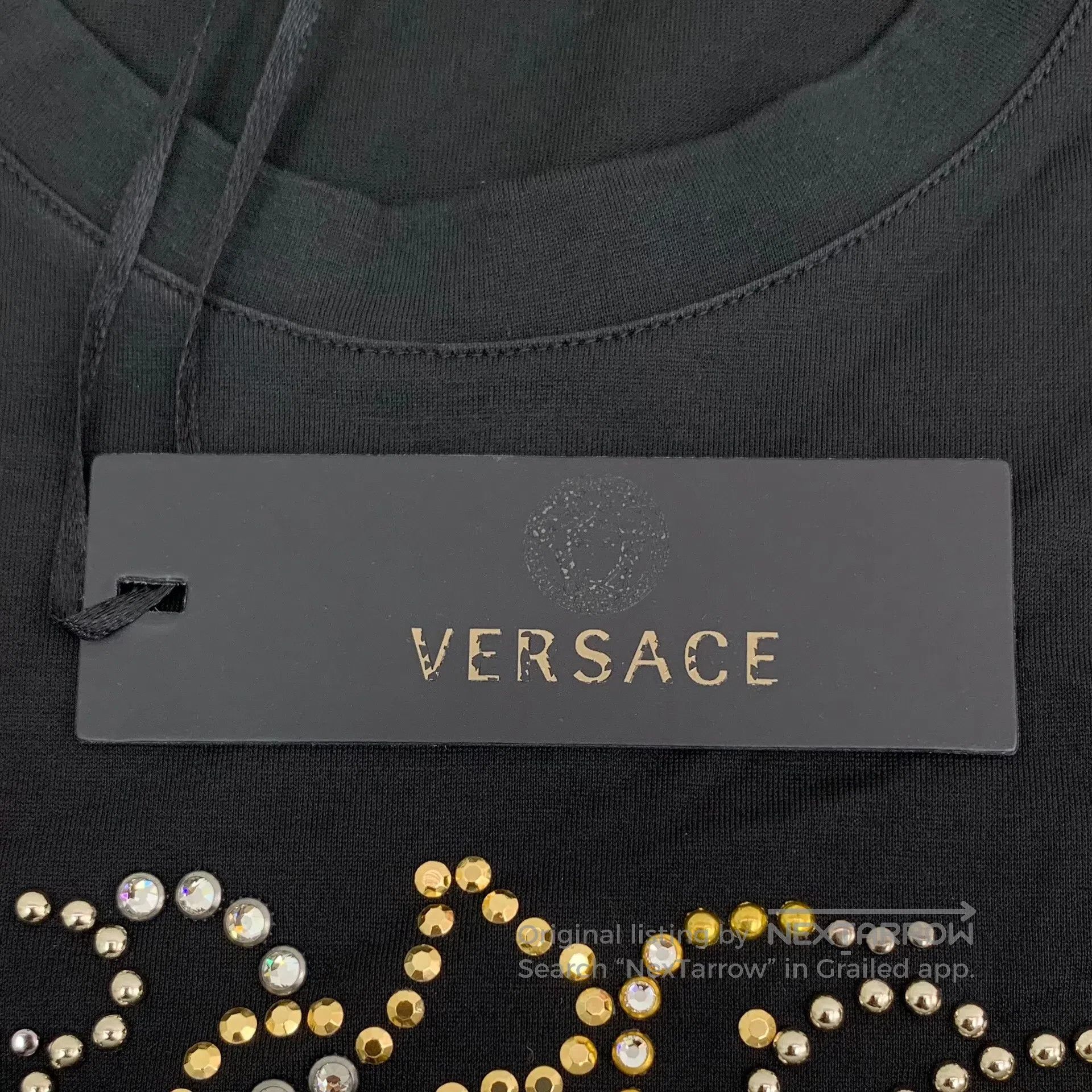 Versace Versace Black Medusa Head Stud Design Cotton Round Neck Sh Size US S / EU 44-46 / 1 - 7 Thumbnail