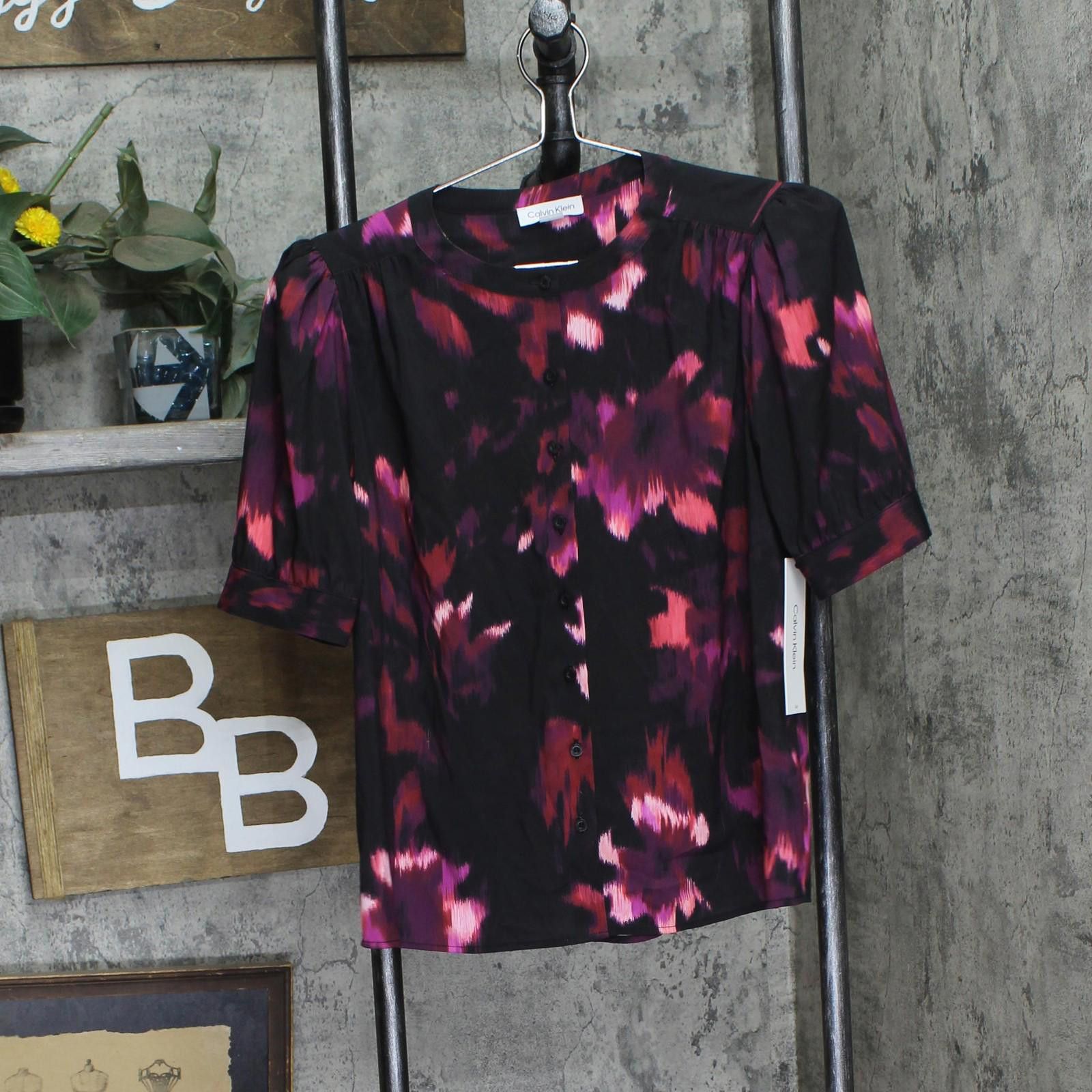 Calvin Klein Calvin Klein Womens Button-up Blouse S47tg56c Black Multi Xs Size XS / US 0-2 / IT 36-38 - 1 Thumbnail
