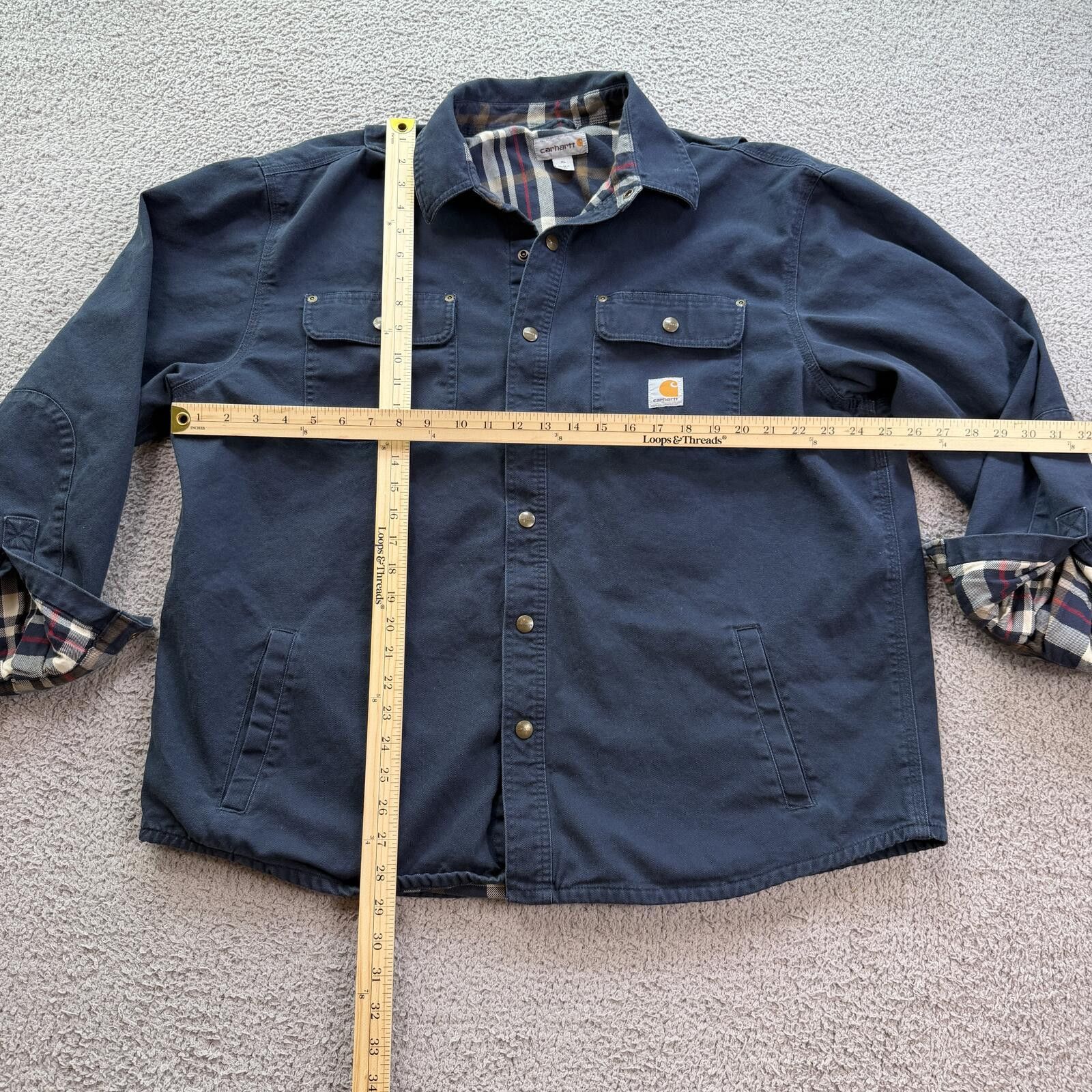 Carhartt Carhartt Flannel Lined Canvas Shirt Jacket Snap Front XL Size US XL / EU 56 / 4 - 3 Thumbnail