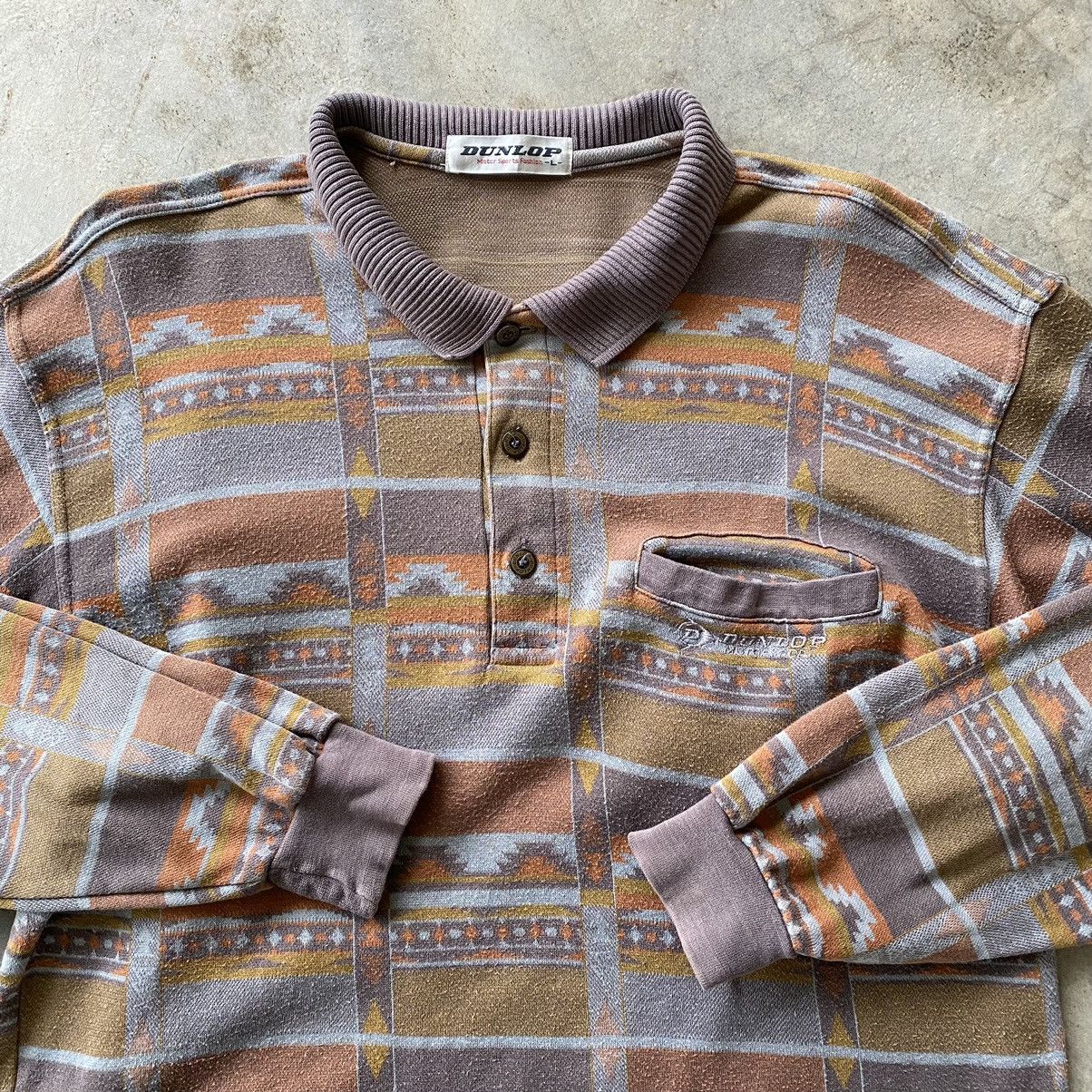 Dunlop DUNLOP Motor Sports Navajo Design Longsleeve Polo Shirt Size US L / EU 52-54 / 3 - 4 Thumbnail