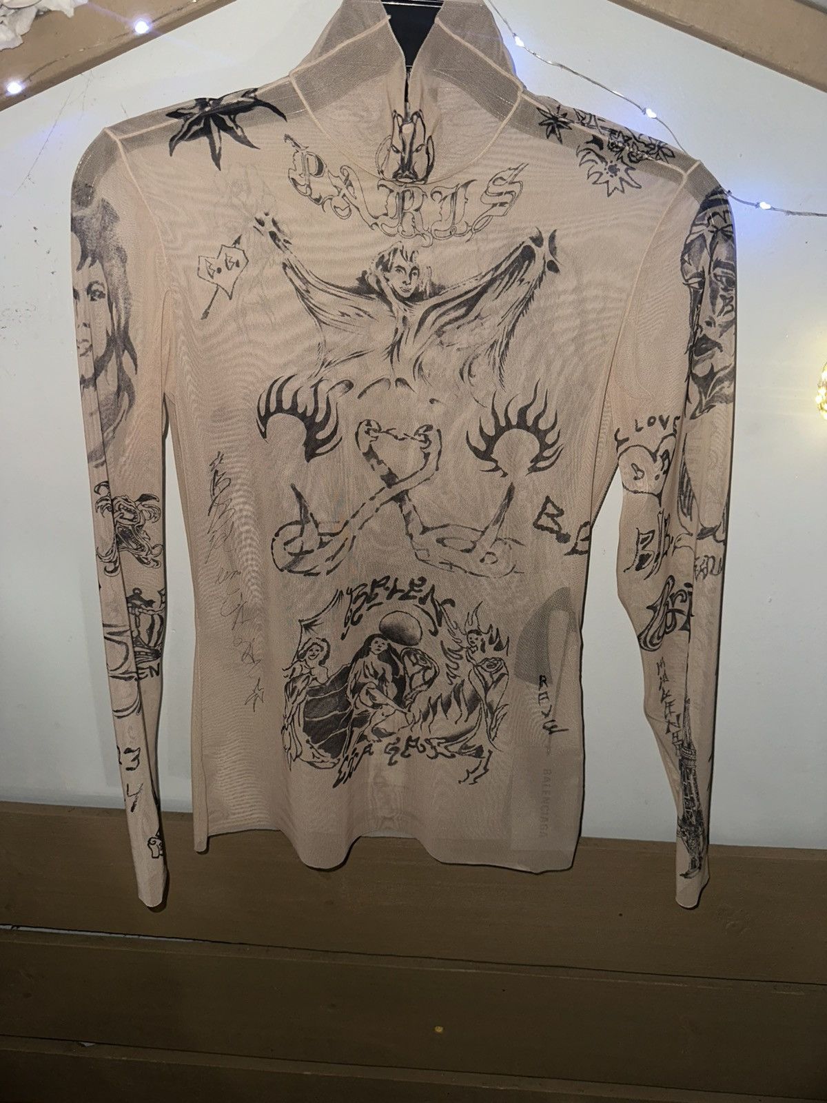 Balenciaga Tattoo long sleeve shirt size Large - Long Sleeve T Shirts