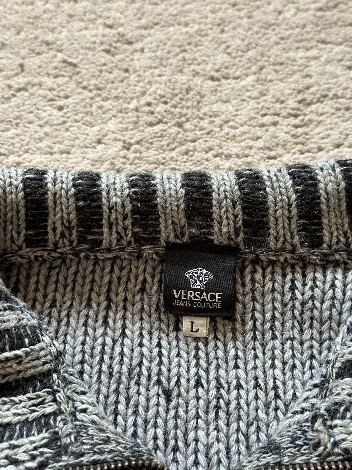 Versace 2000s Versace Heavy Cable Knitted Sweater Size US L / EU 52-54 / 3 - 13 Thumbnail