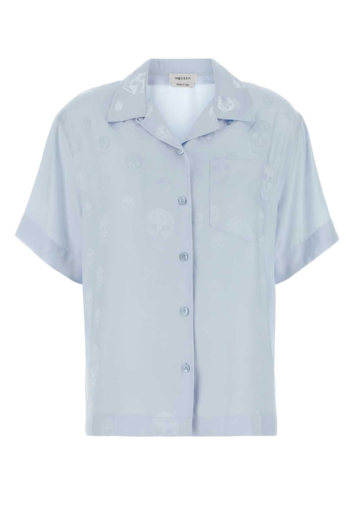Alexander McQueen Pastel Light Blue Satin Shirt Size S / US 4 / IT 40 - 1 Thumbnail